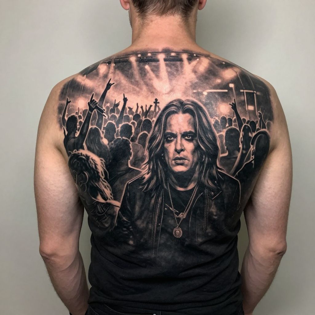 Ozzy Concert Crowd Scene tattoo idea