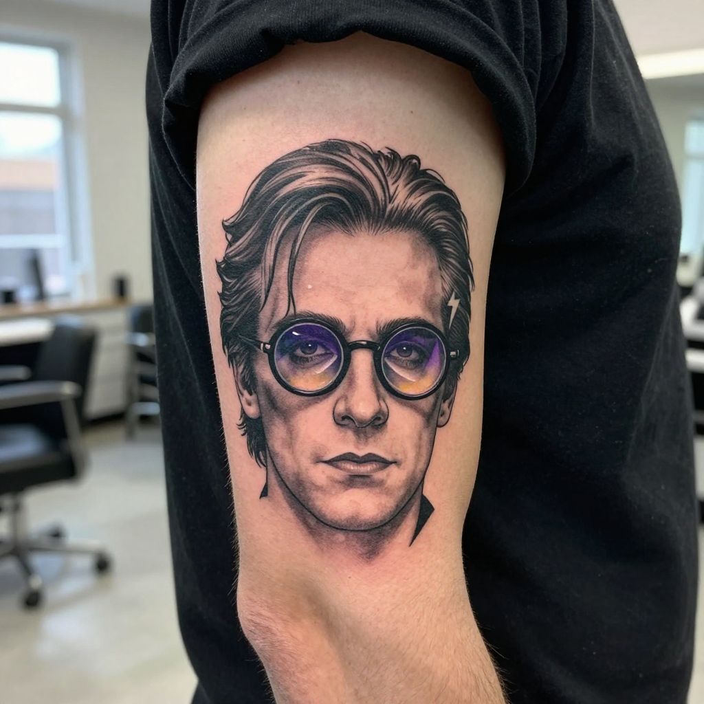 Ozzy With Round Glasses tattoo idea