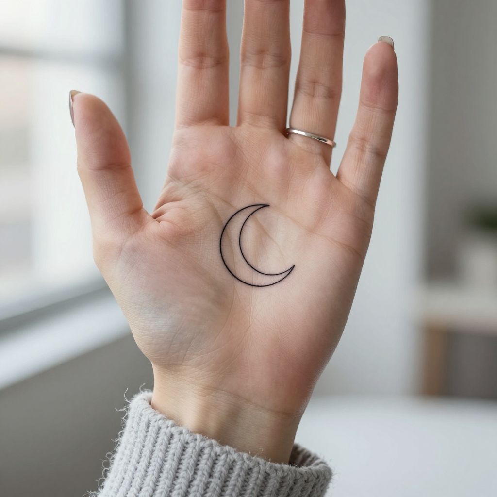 Minimalist Line Art Palm Tattoo