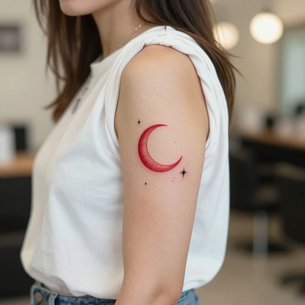 Red Lunar Crescent tattoo idea