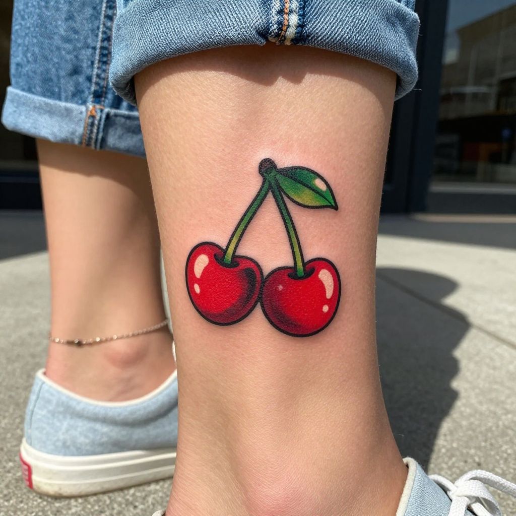 Red Cherry Pair tattoo idea