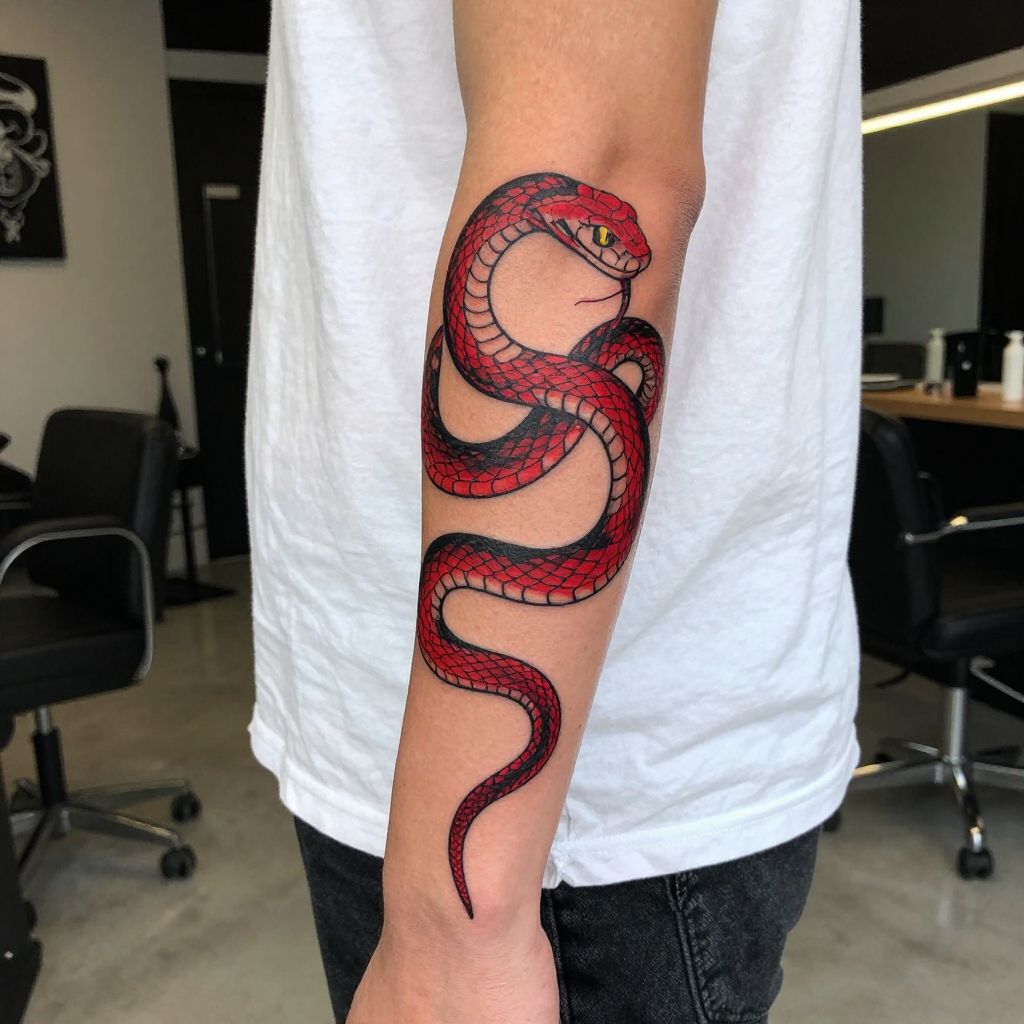 Red Snake Coil tattoo idea