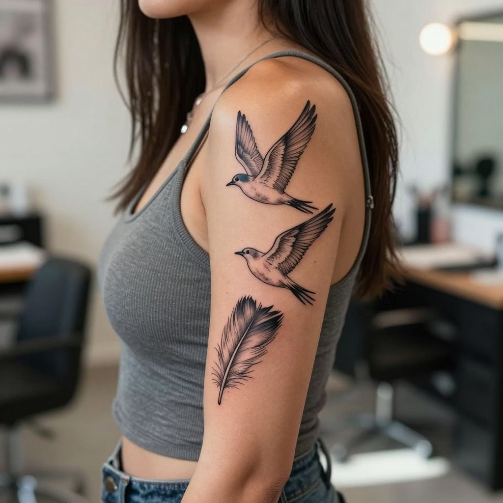 Feather Turning Into Birds resilience tattoo idea