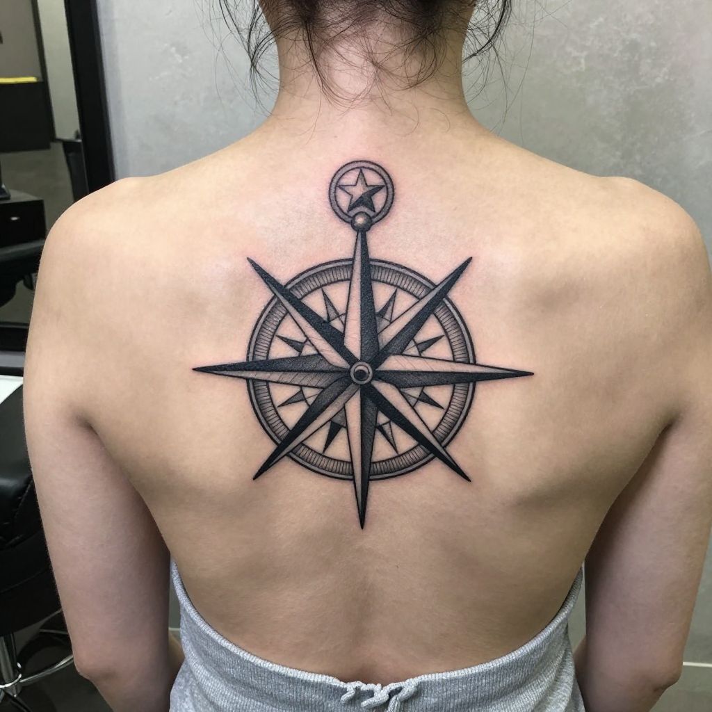 Compass With North Star resilience tattoo idea