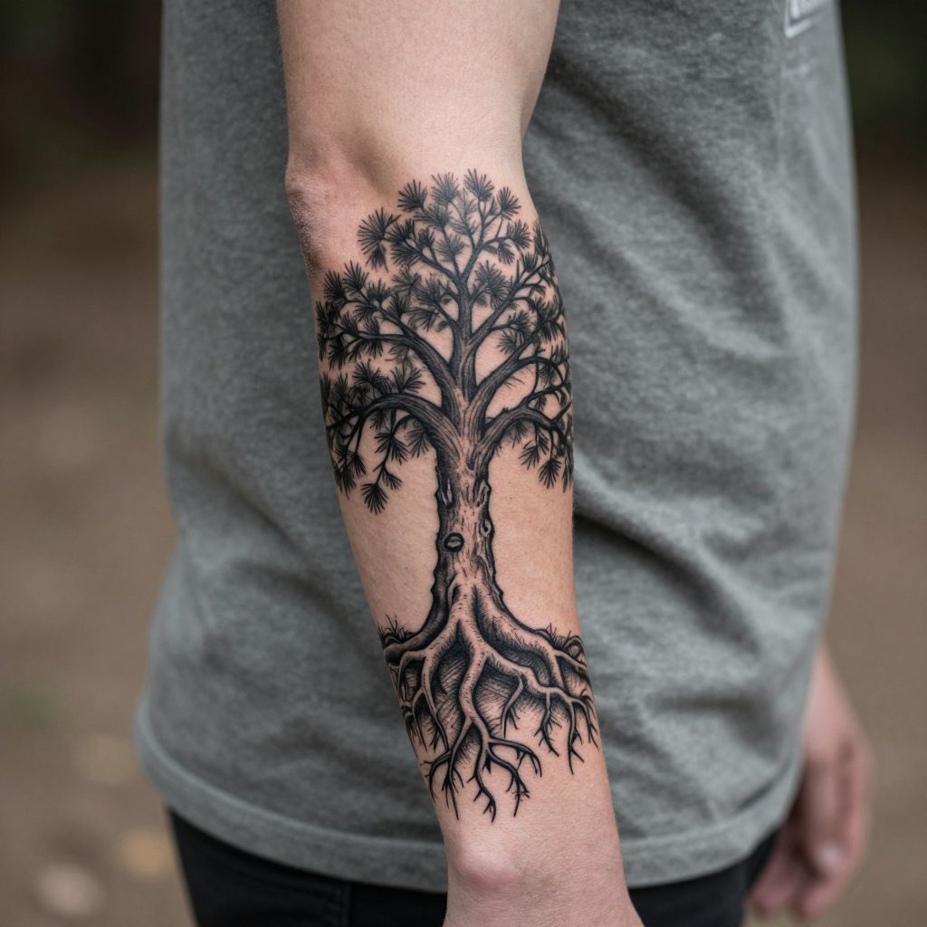 Tree With Exposed Roots resilience tattoo idea