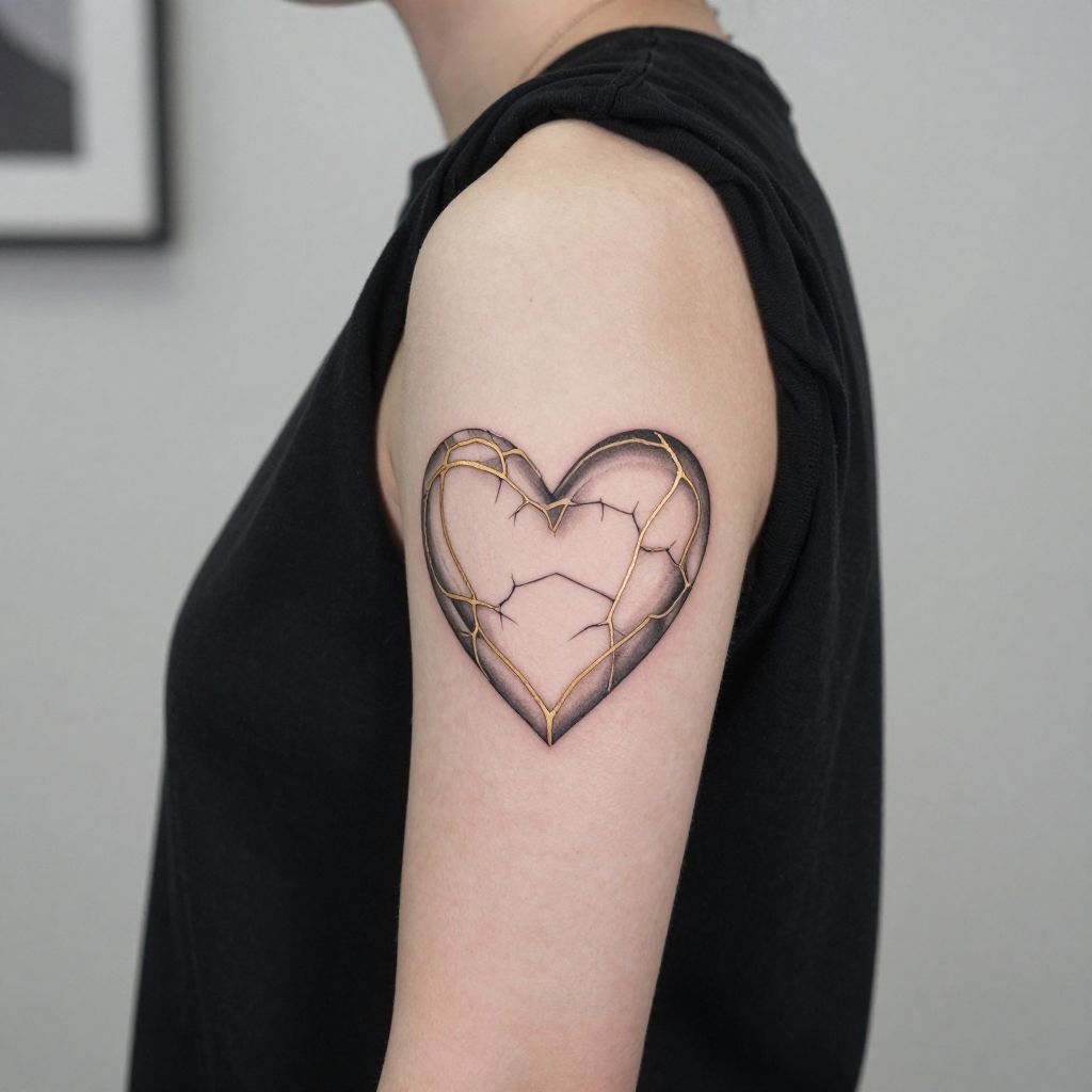Kintsugi Heart resilience tattoo idea