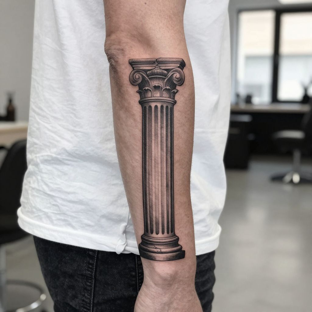 Roman column tattoo