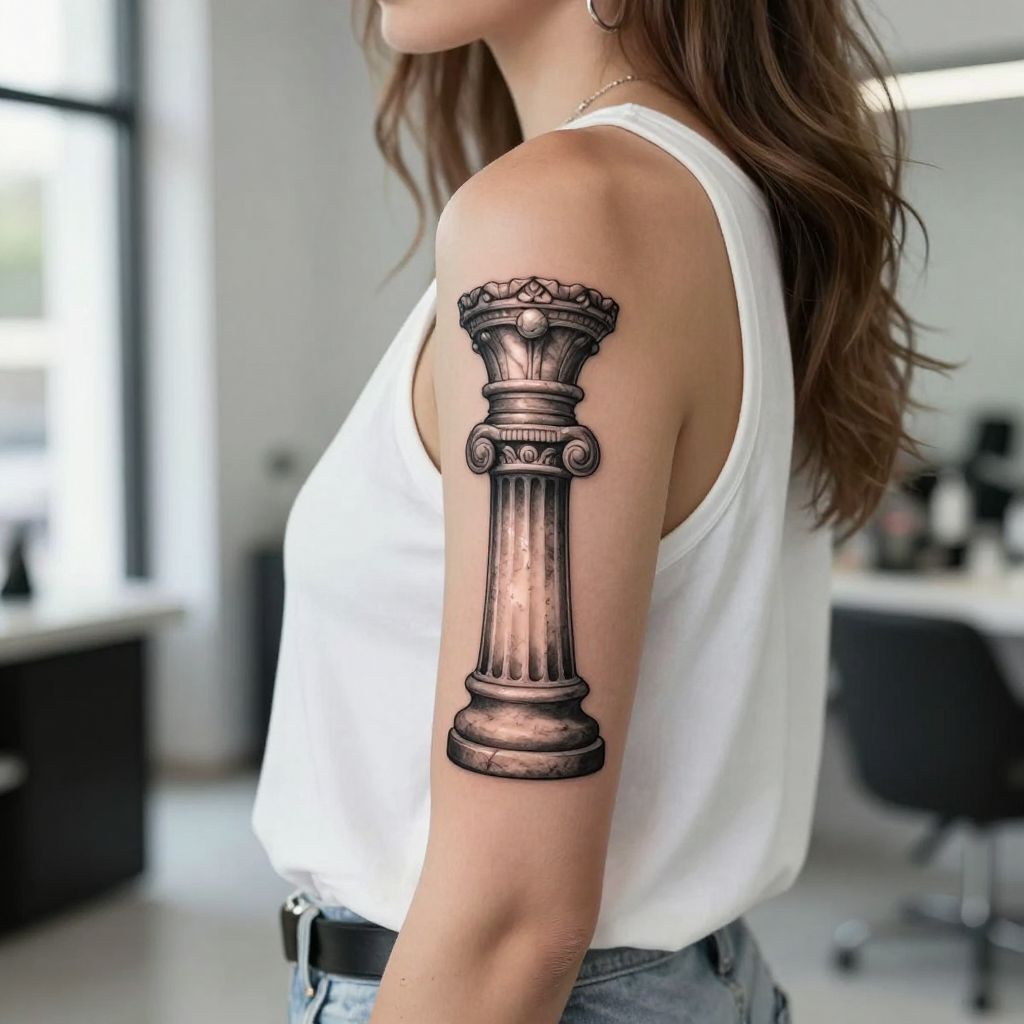 Roman chess piece tattoo