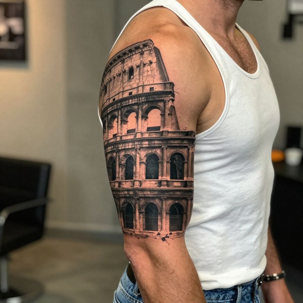 Roman colosseum tattoo