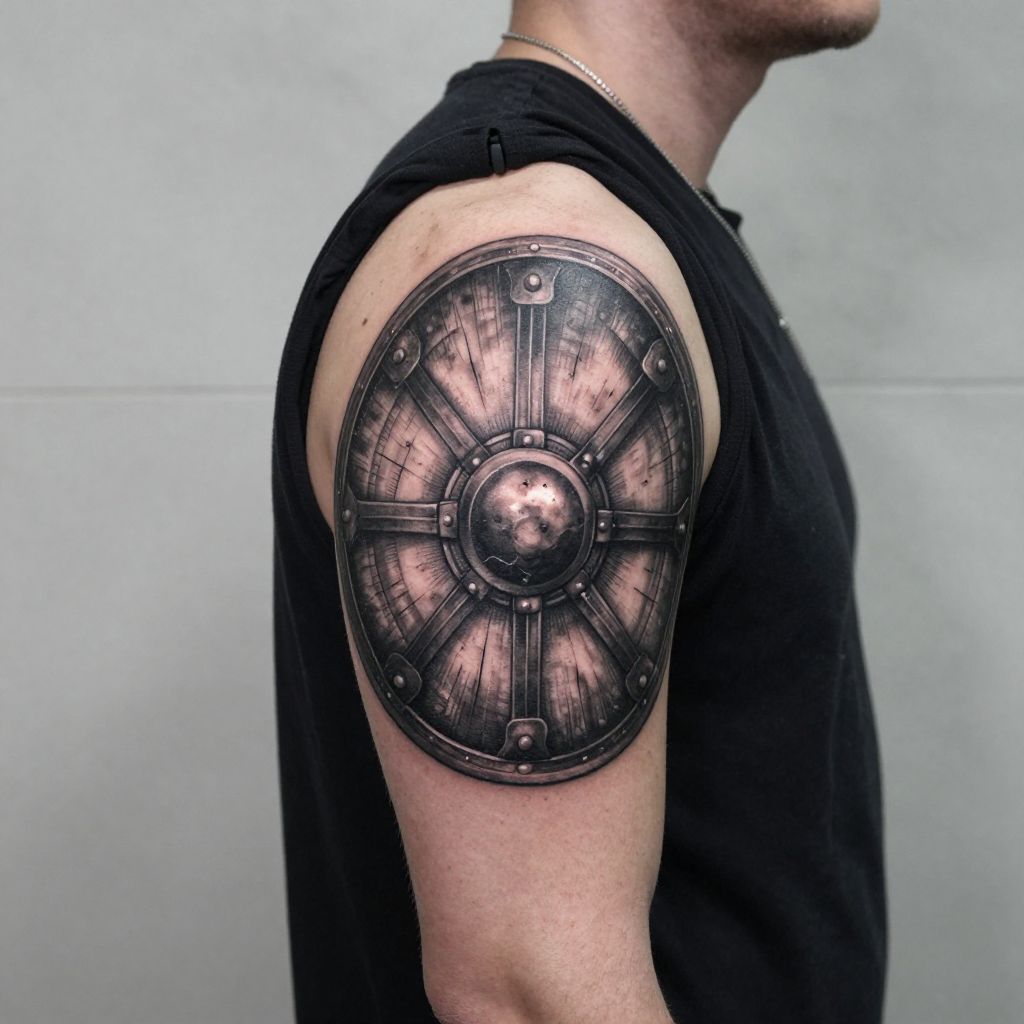 Roman shield tattoo