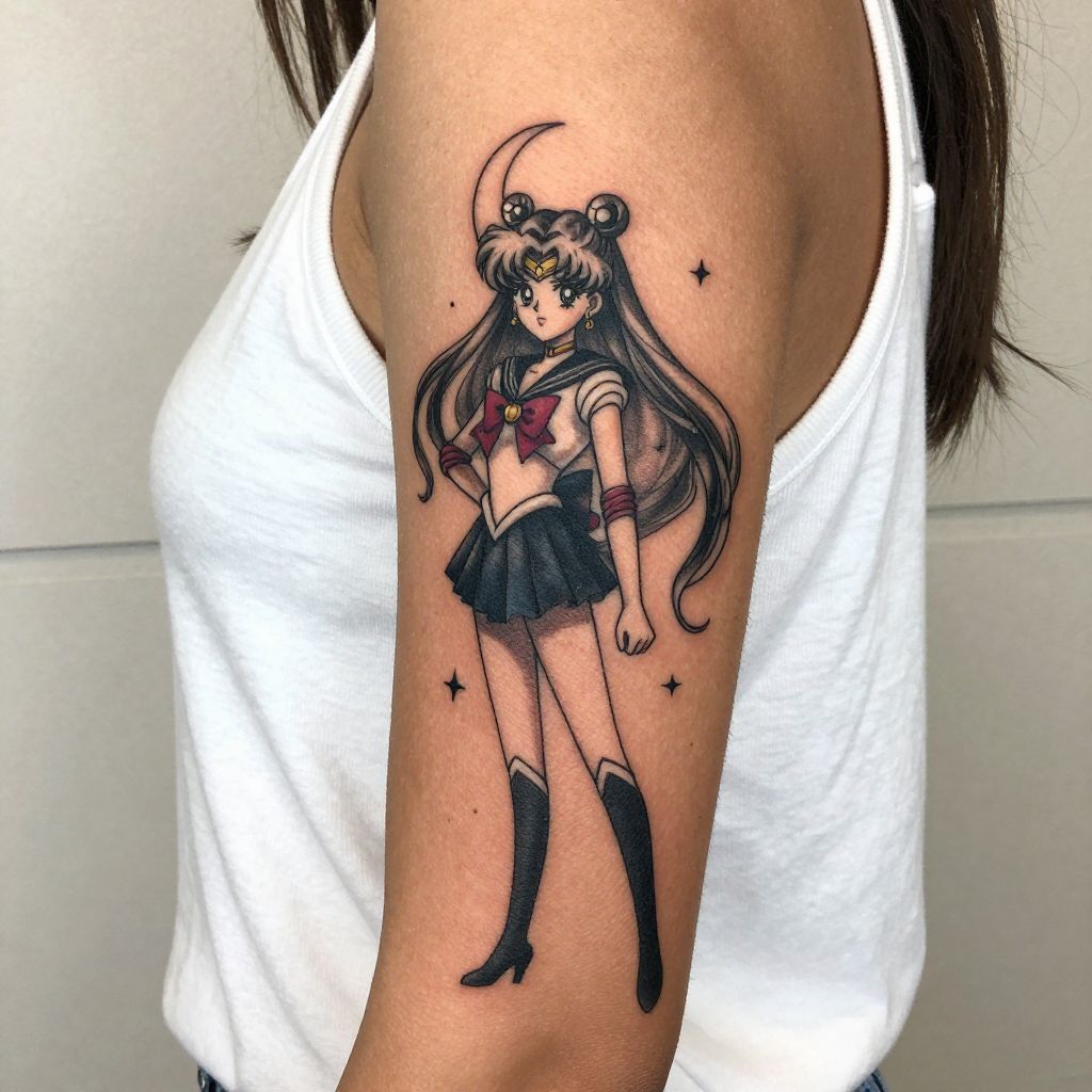 Classic Sailor Moon Silhouette Tattoo