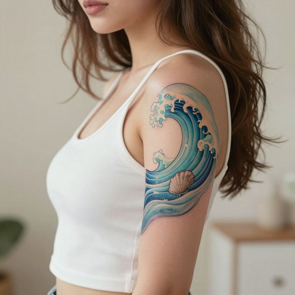 Sailor Neptune’s Ocean Wave Tattoo