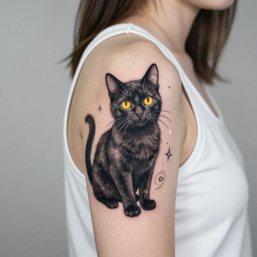 Luna the Black Cat Tattoo