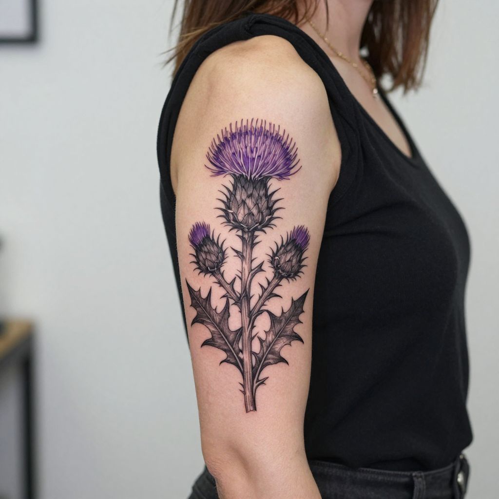 Highland Thistle Crest tattoo idea