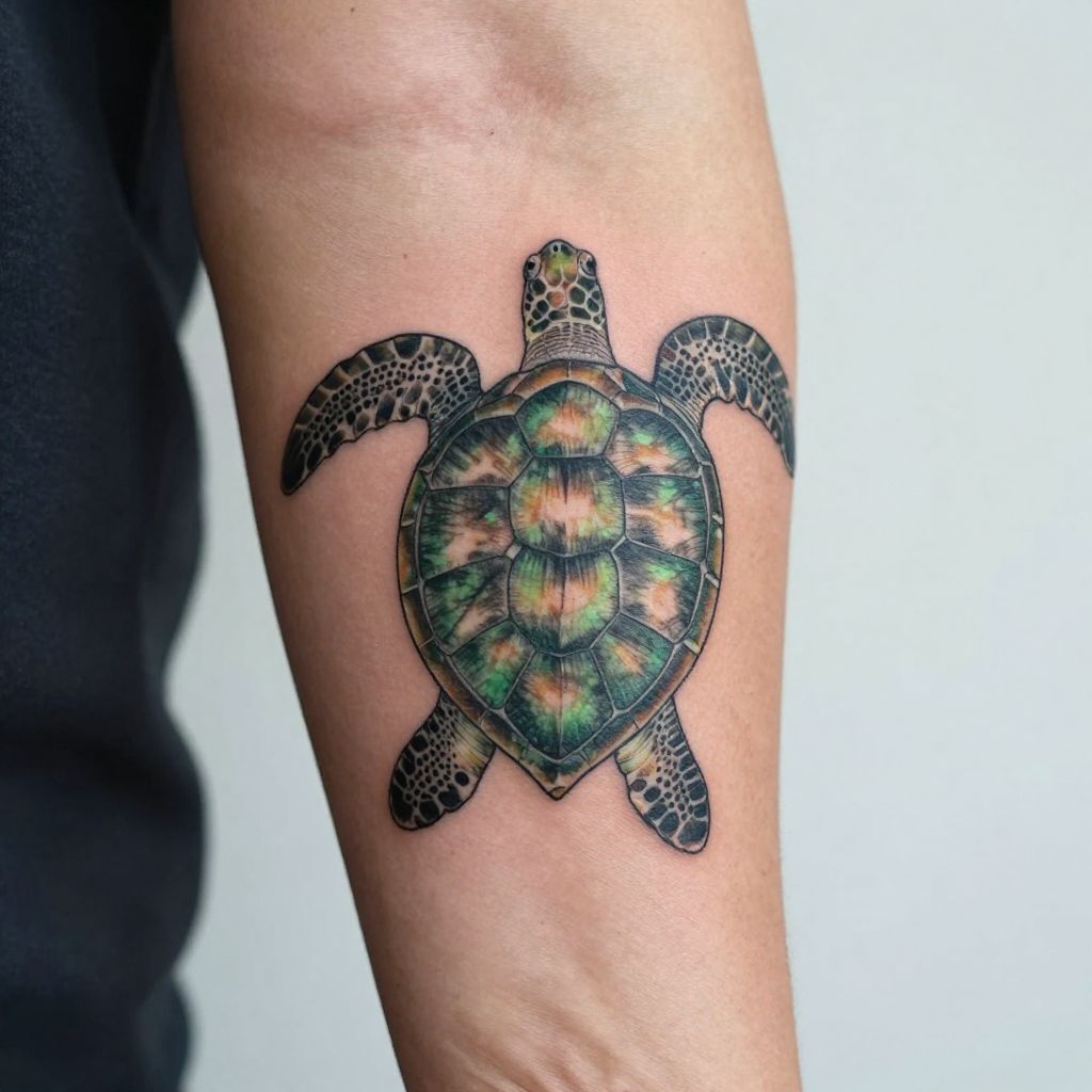 Soft Realism Sea Turtle tattoo idea
