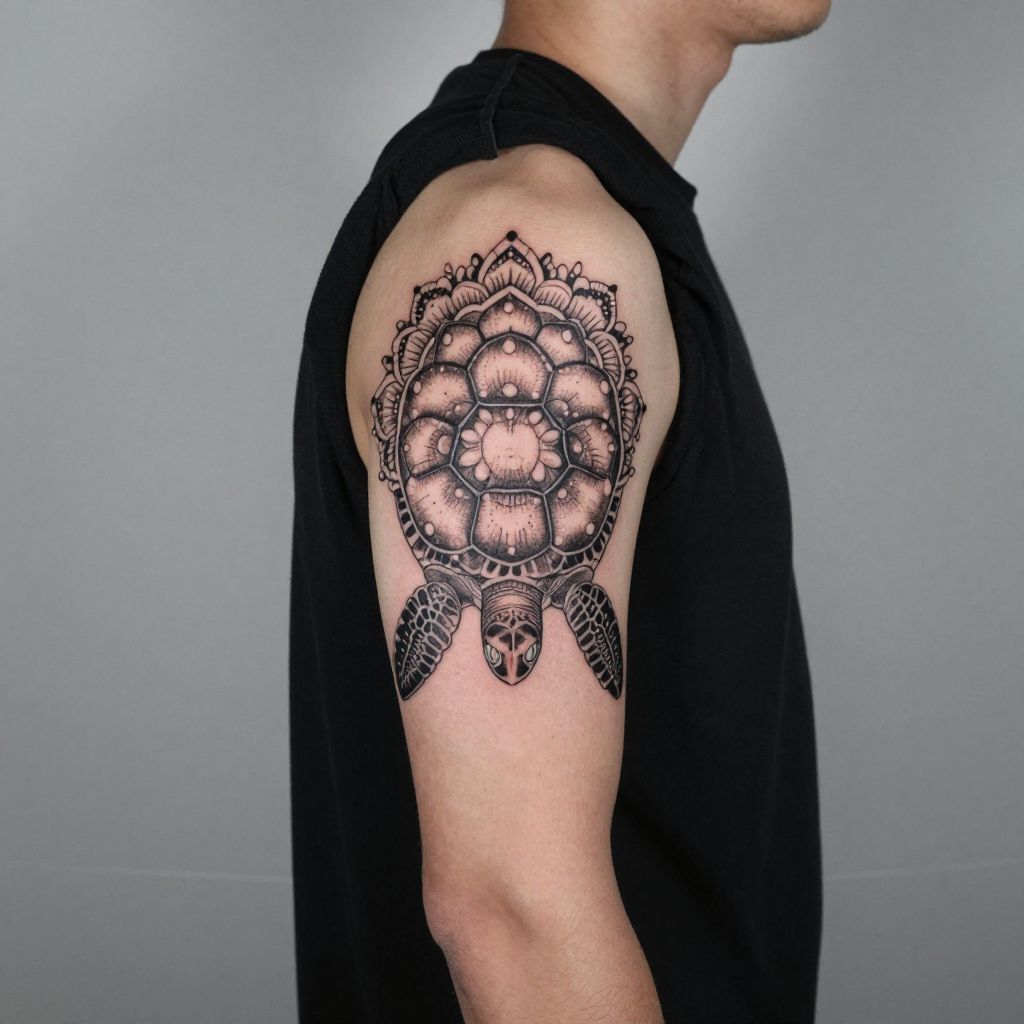 Mandala Shell Sea Turtle tattoo idea