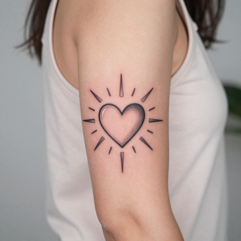 Heart With Sunrays self love tattoo idea