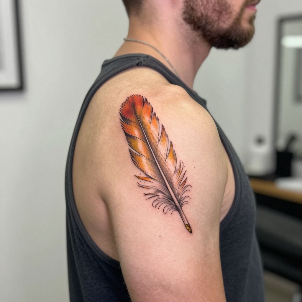 Phoenix Feather Quill Tattoo