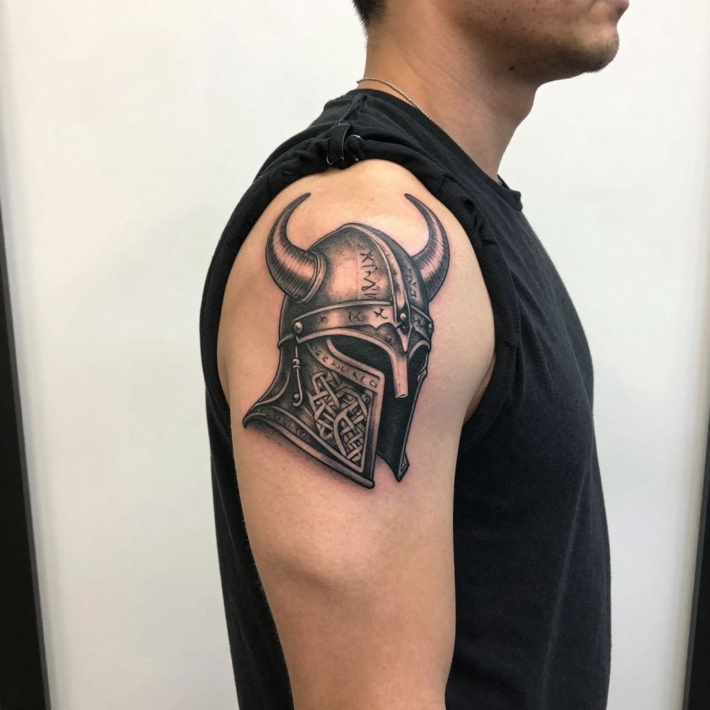 Norse Viking Helmet Tattoo