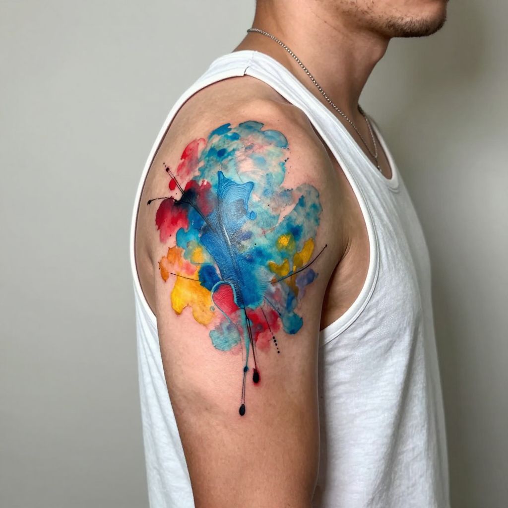 Abstract Watercolor Splash Tattoo
