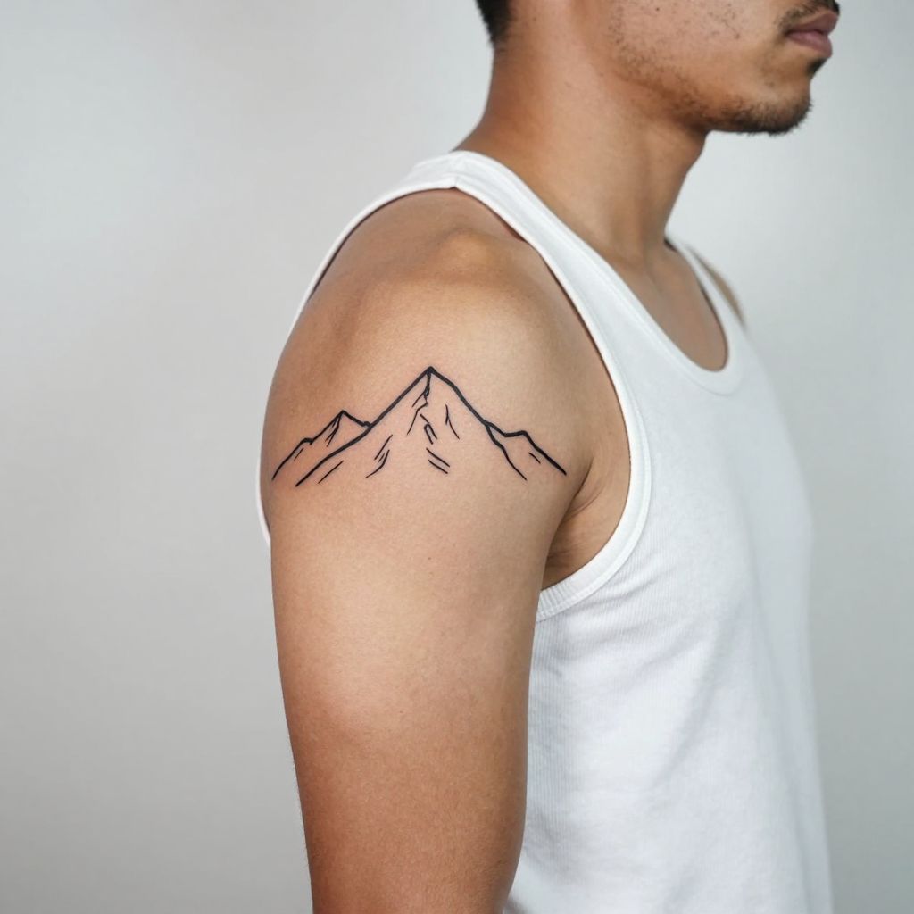 Minimalist Mountain Range Tattoo