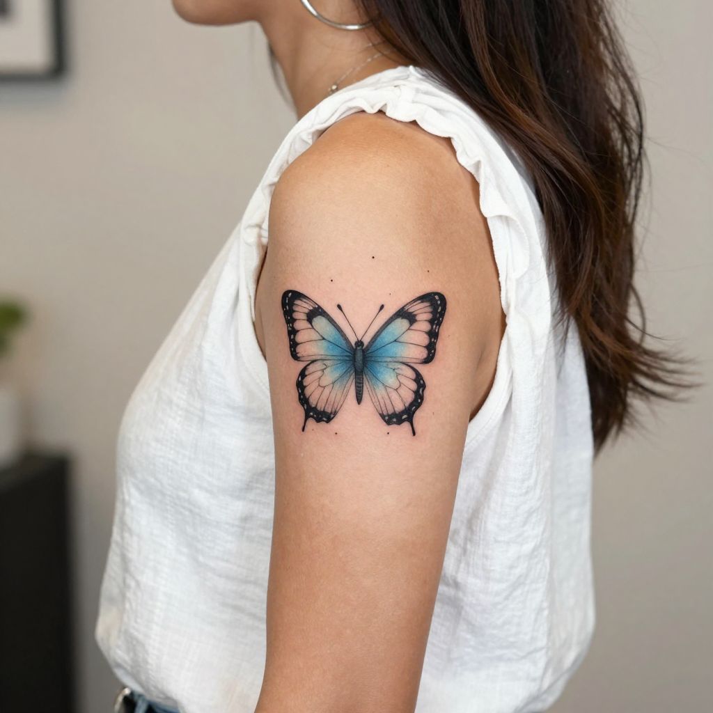Small butterfly tattoo idea 8