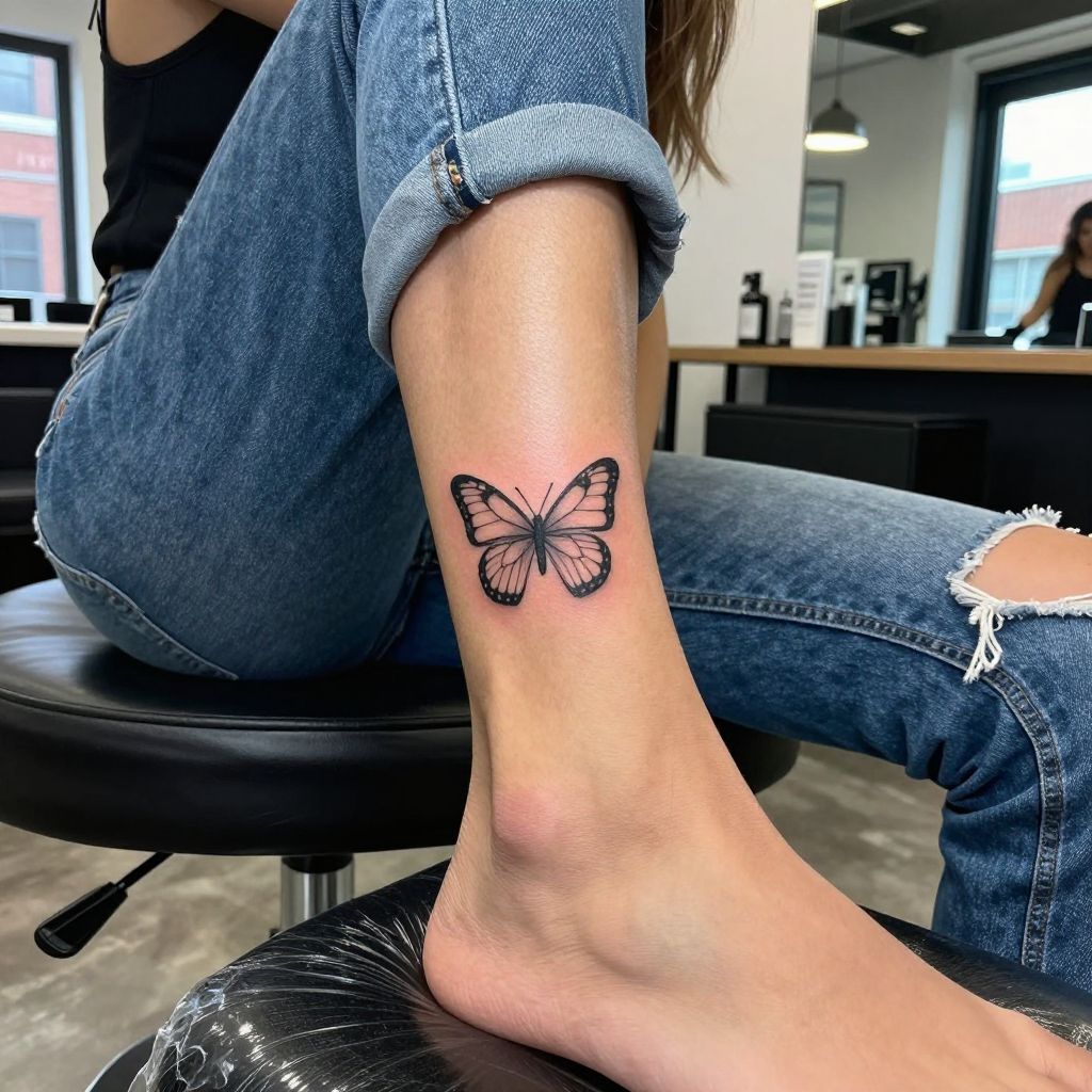 Small butterfly tattoo idea 7