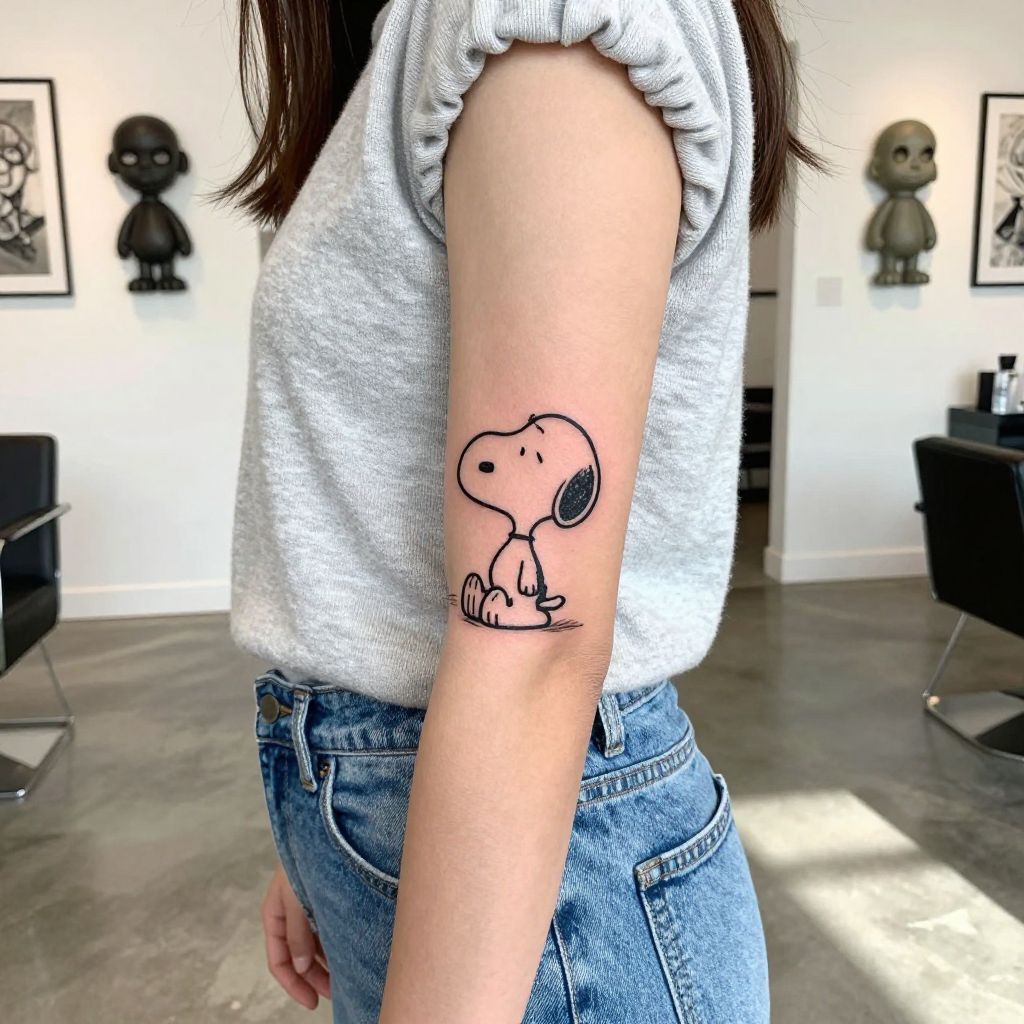 Classic Snoopy Sitting Calmly tattoo idea
