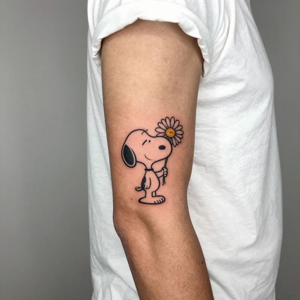 Snoopy with a Flower tattoo idea