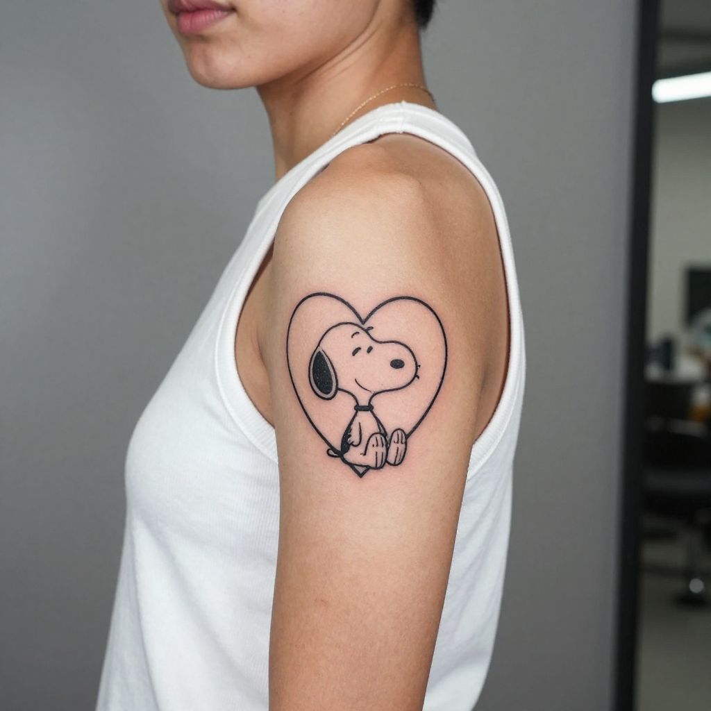 Snoopy in a Heart Frame tattoo idea