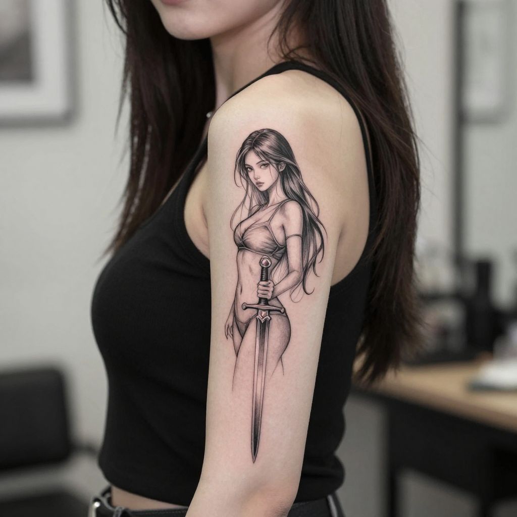 Solo leveling tattoo ideas - Cha Hae In Sword Pose