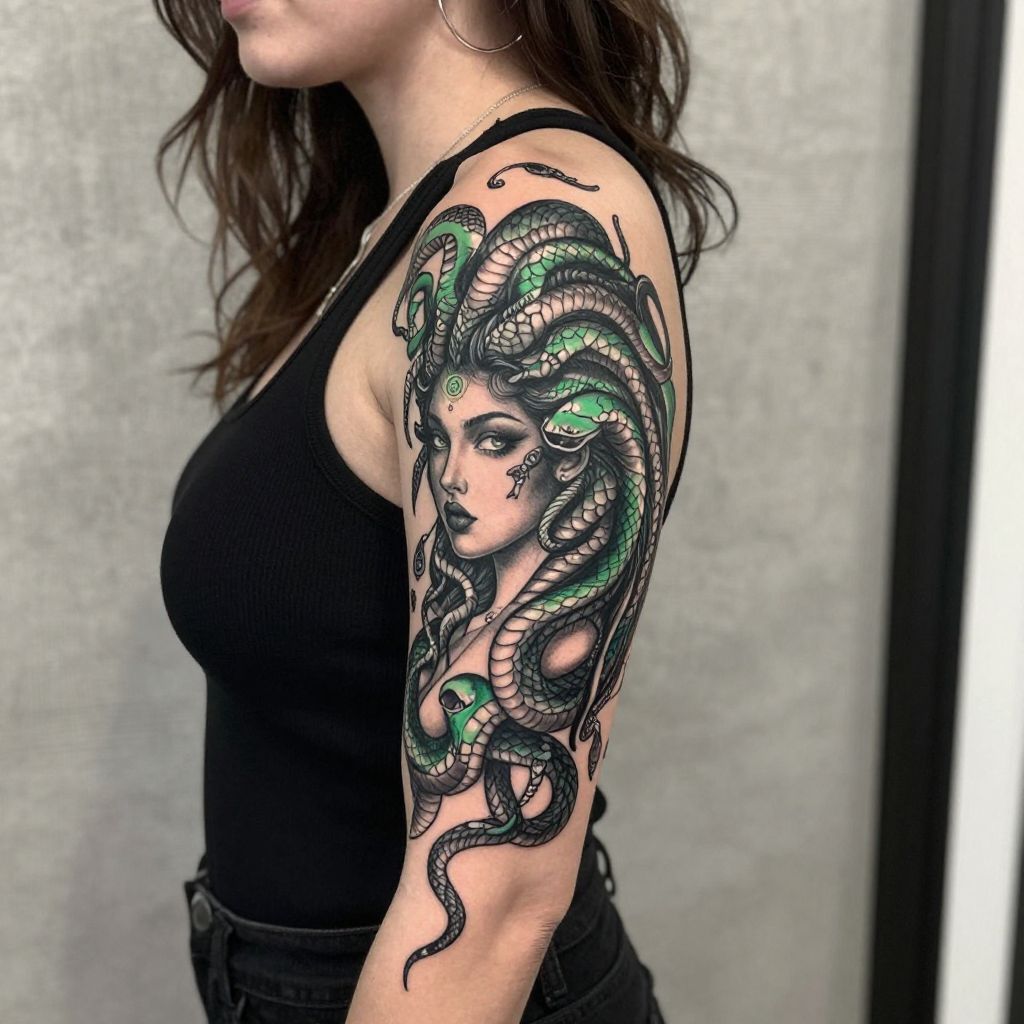 Medusa and Her Snake Hair Design tattoo idea