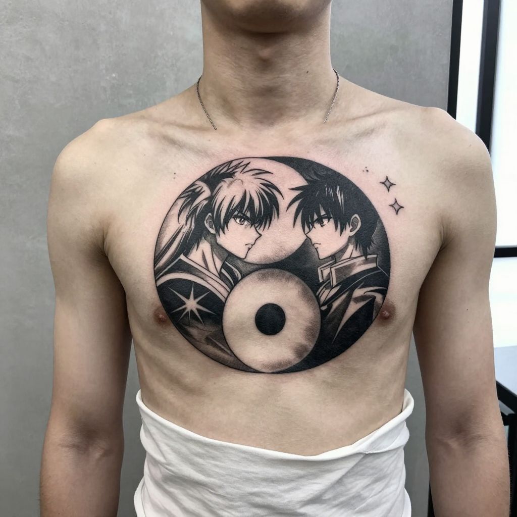 Soul and Maka in Yin Yang Composition tattoo idea