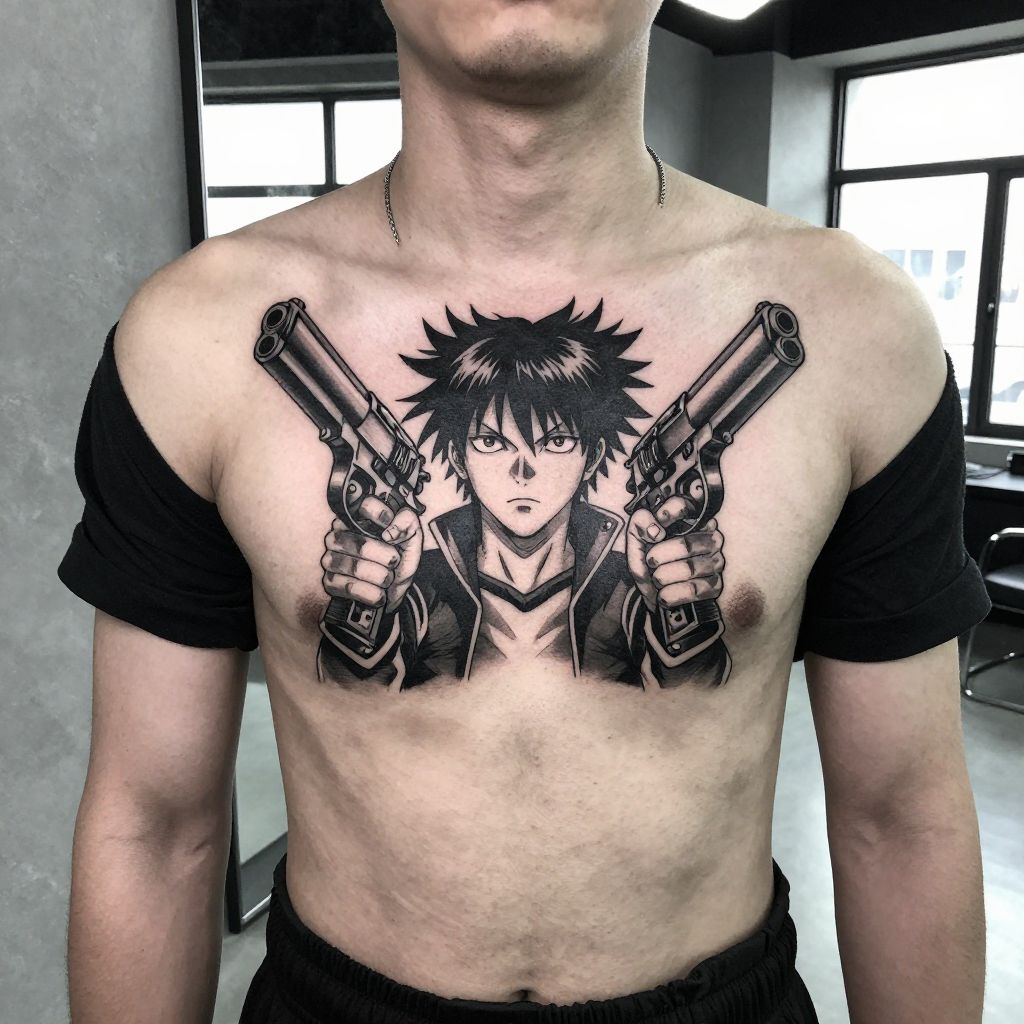 Death the Kid with Symmetrical Pistols tattoo idea