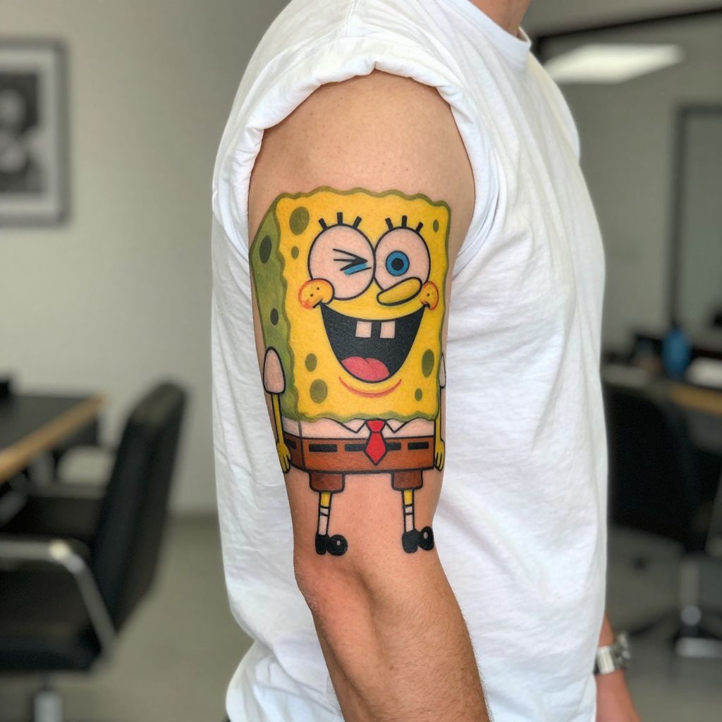 Spongebob Laughing Tattoo