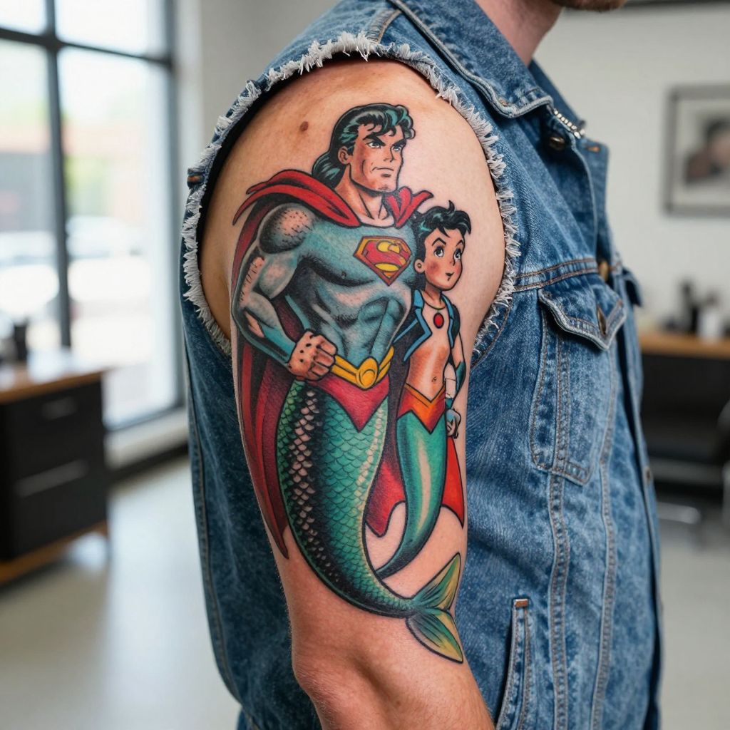 Mermaid Man and Barnacle Boy Tattoo