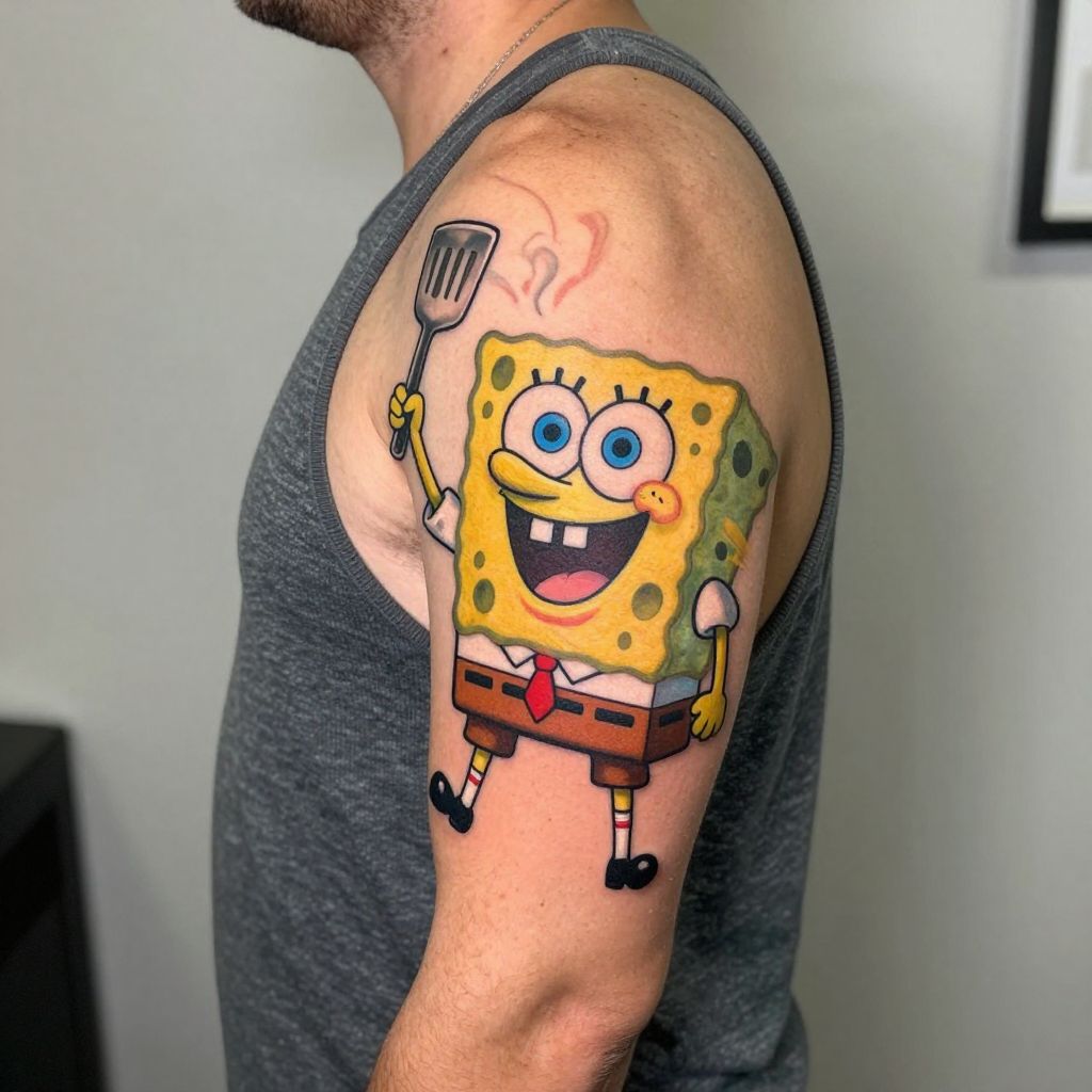 Spongebob Fry Cook Tattoo