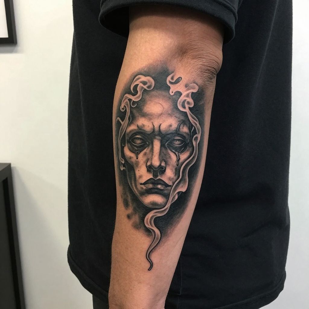 suicideboys tattoo ideas - Grim Portrait With Heavy Smoke