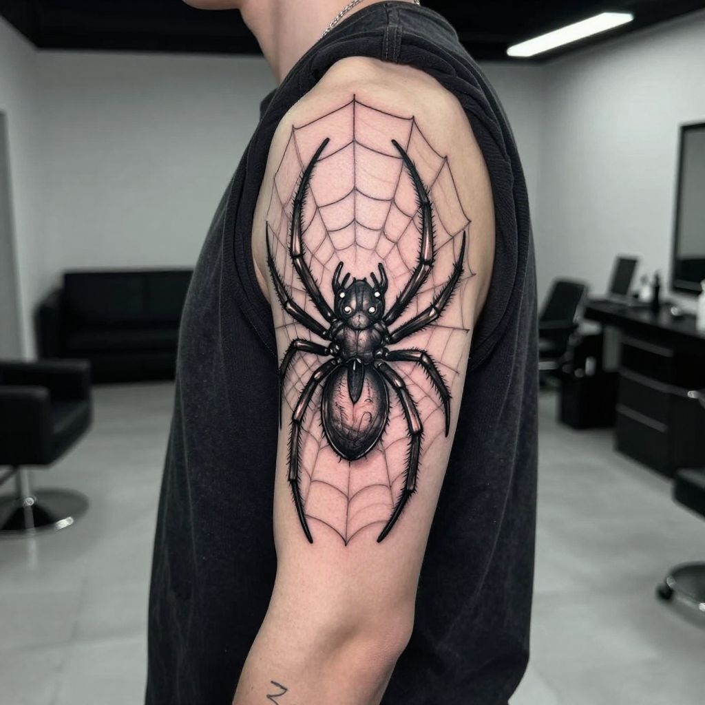 suicideboys tattoo ideas - Spider With Web Framing