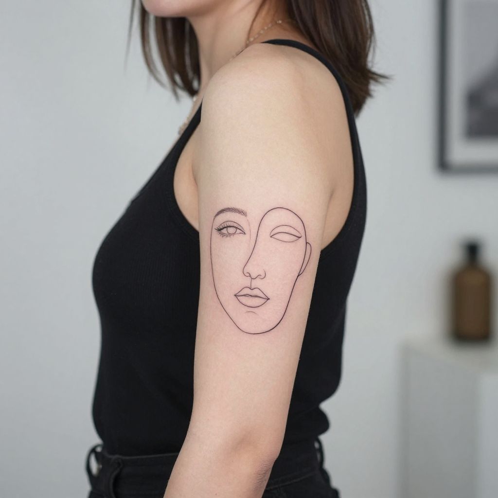 Minimal Line Art Face