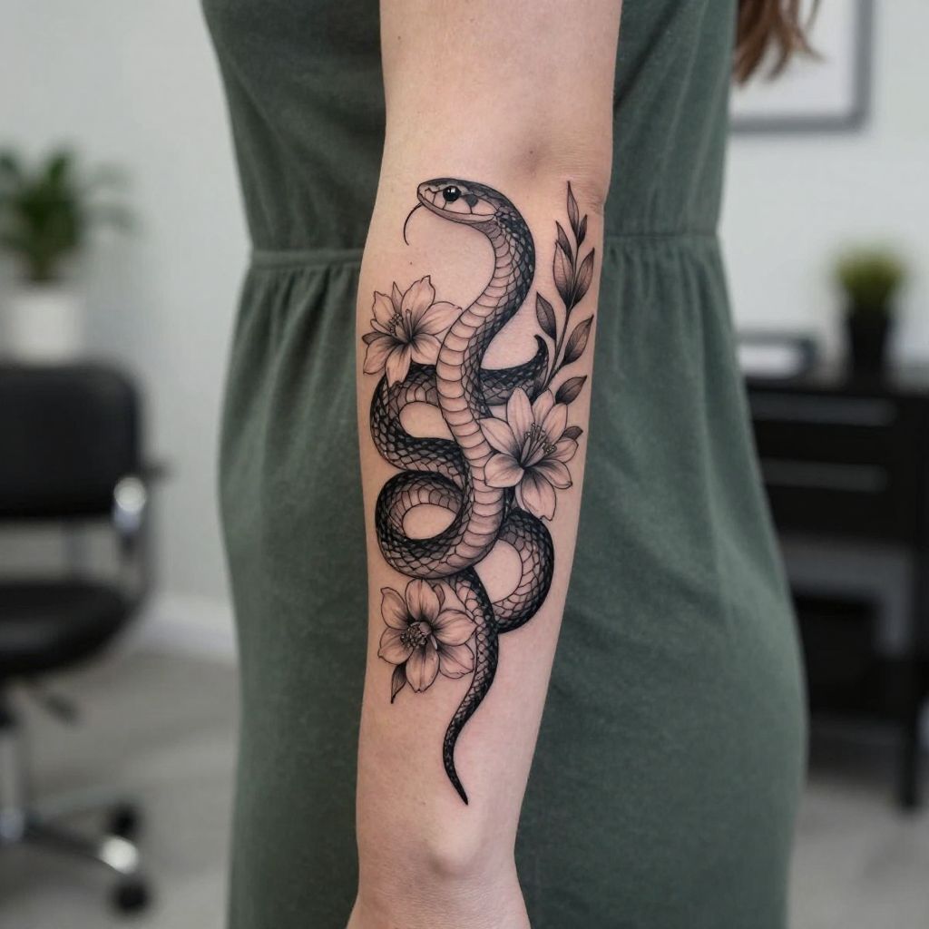 Snake And Floral Wrap