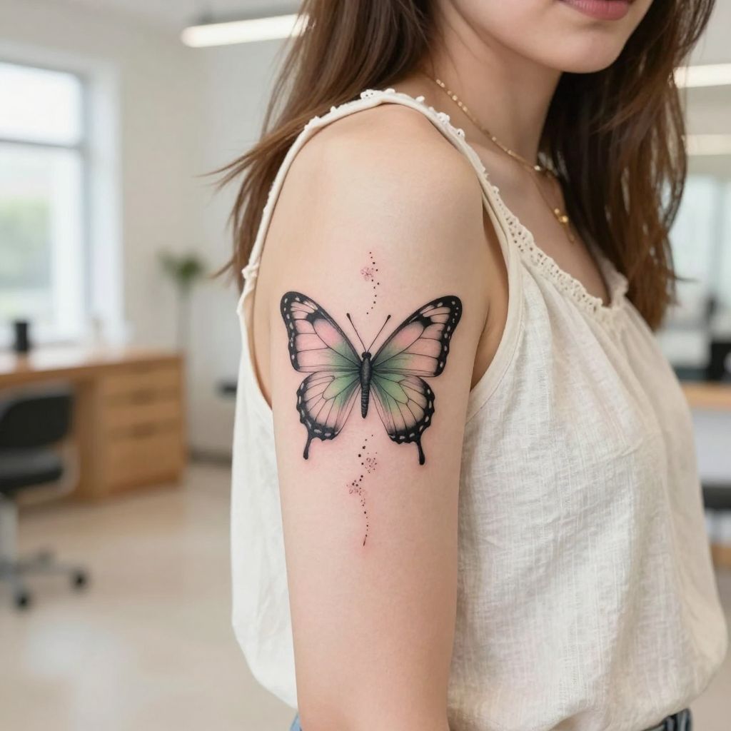 Butterfly in Motion tattoo idea for women arm