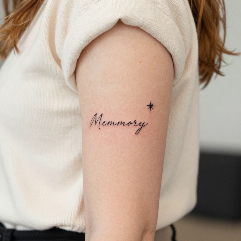 Tiny Script Quote tattoo idea for women arm