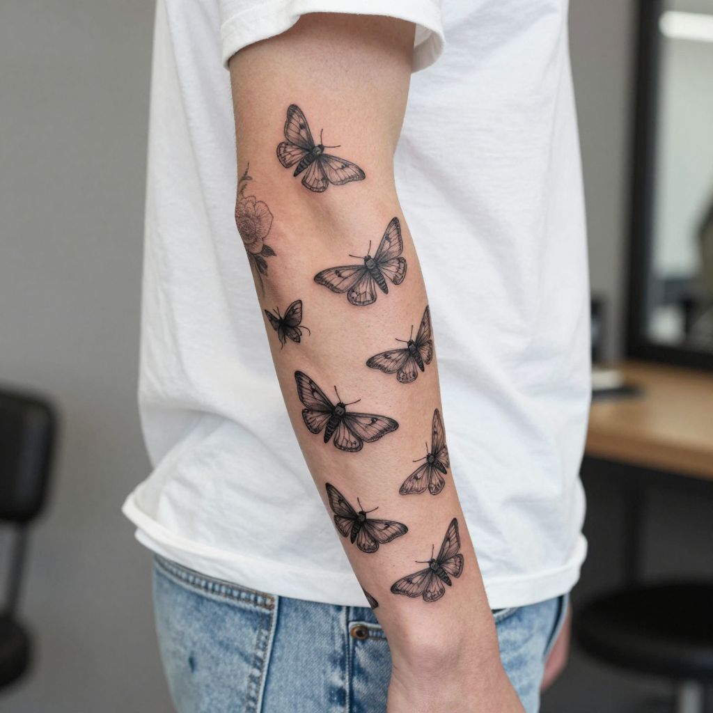 tattoo sleeve filler ideas tiny moths