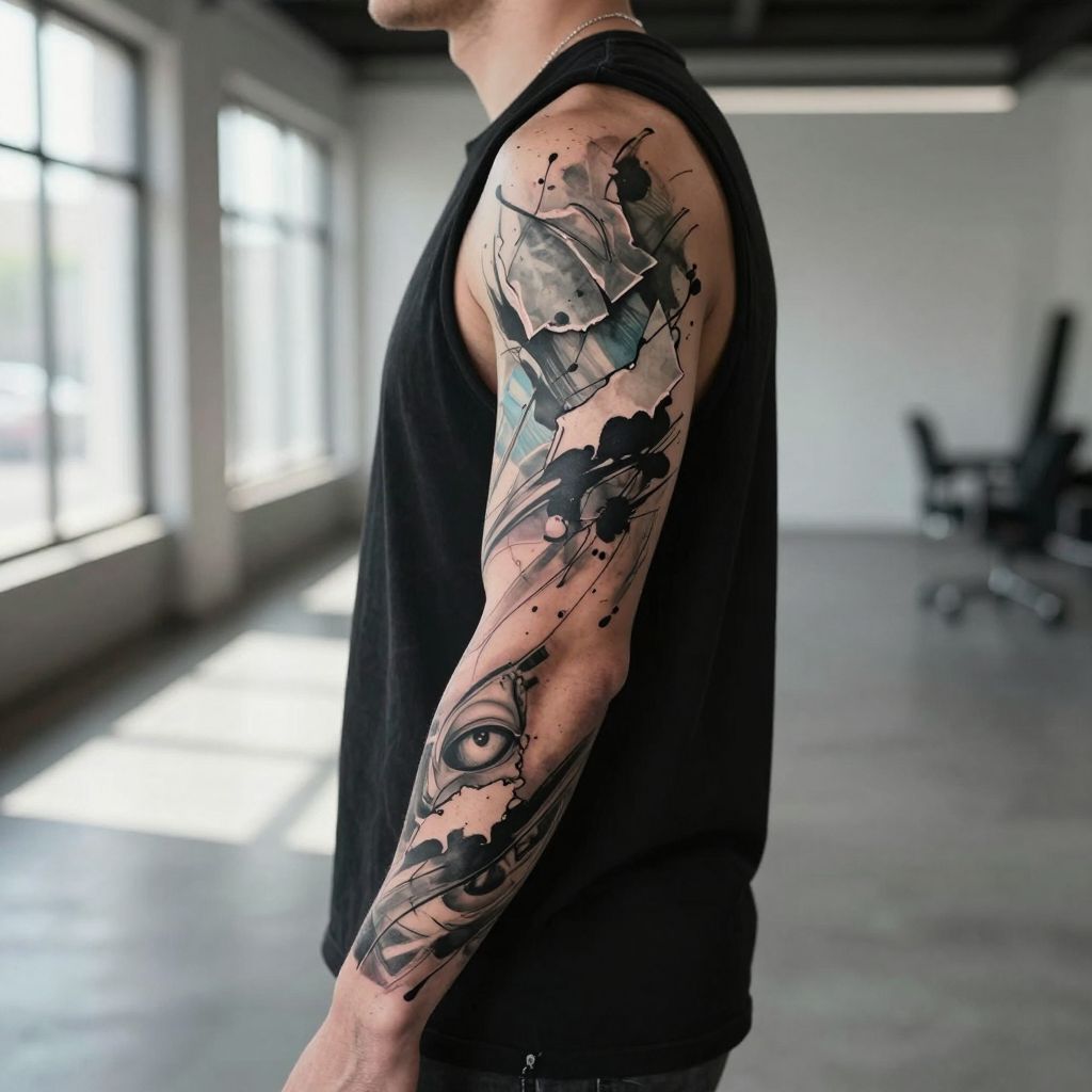 tattoo sleeve filler ideas abstract splashes