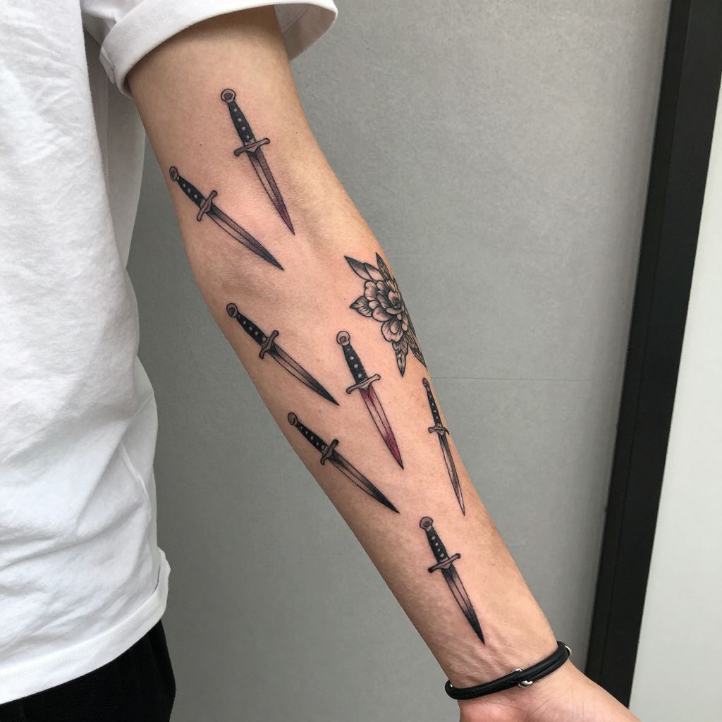 tattoo sleeve filler ideas tiny daggers