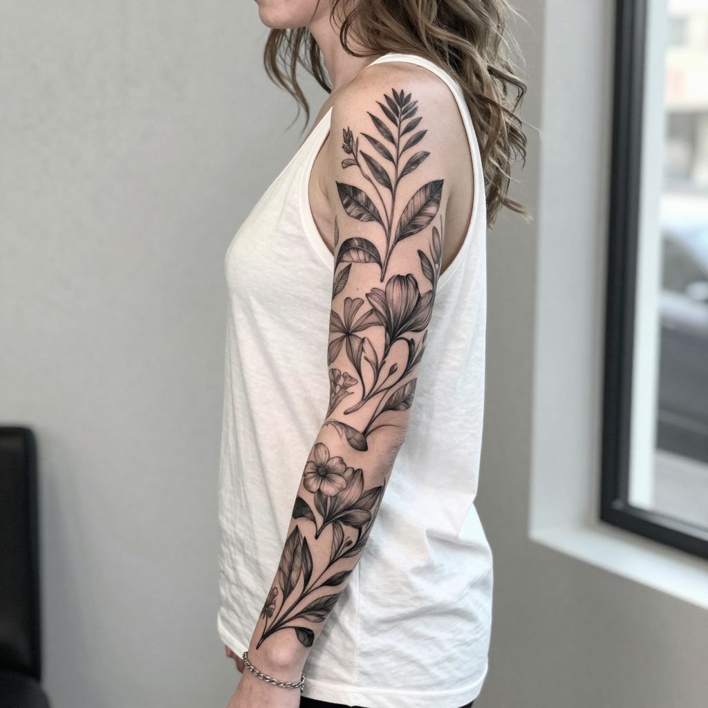 Botanical Black and Gray Realism