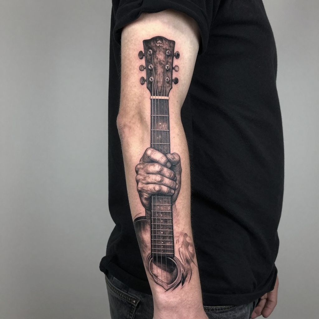 Joel’s Hand Holding Guitar Neck