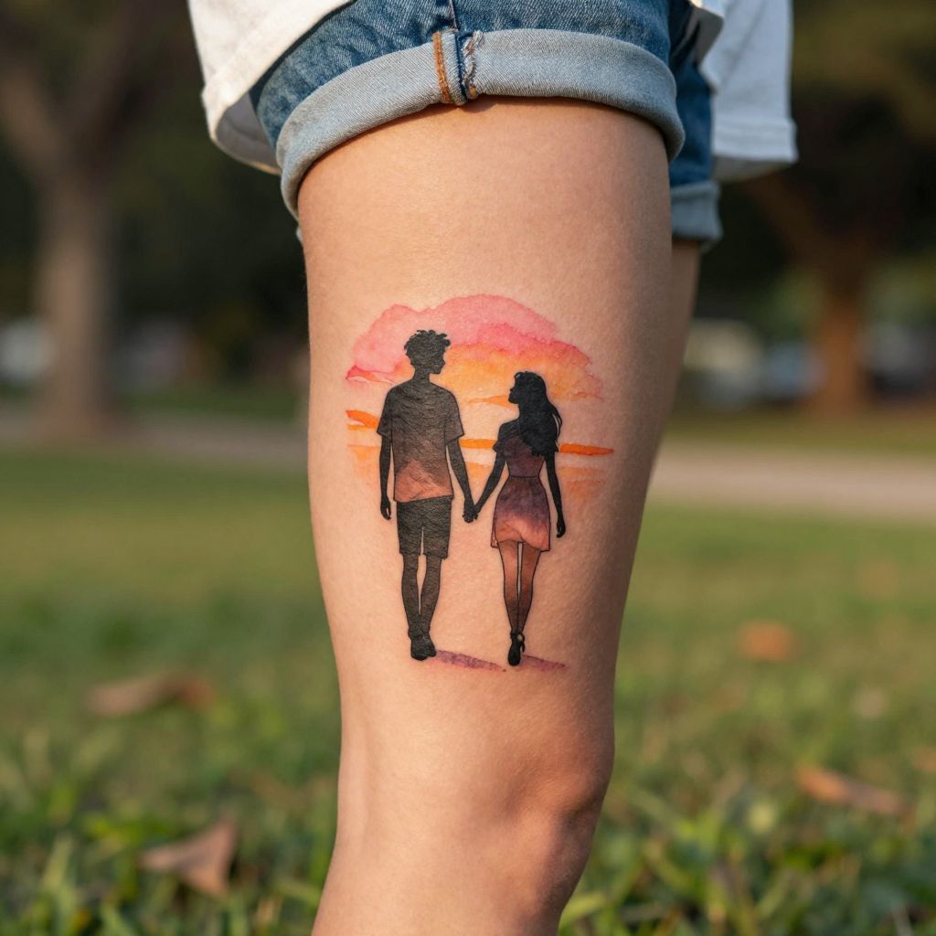 Joel and Ellie Silhouette at Sunset