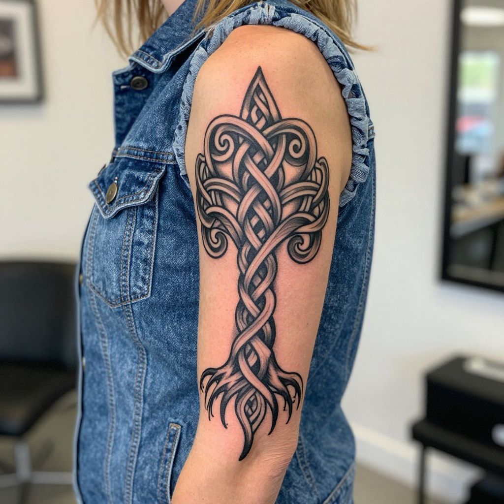 Celtic Tree With Roots and Spiral Leaves